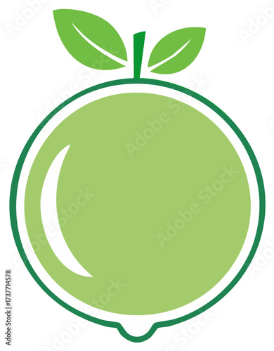 Green Apple Fruit Illustration with Leaves - Food and Nature Concept