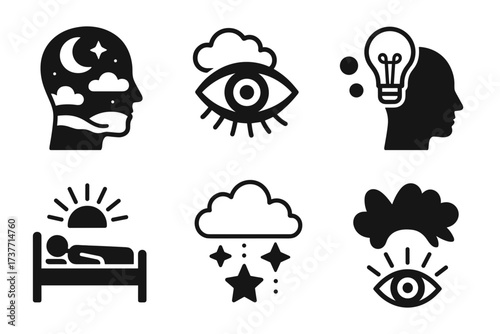 Dream and Sleep Symbols Icon Set