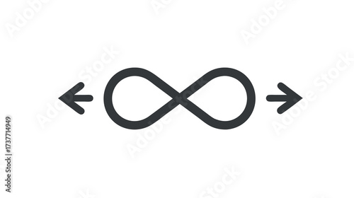 Infinity symbol with arrows, representing endless, limitless, continuous, and expansive possibilities for growth and scalability.