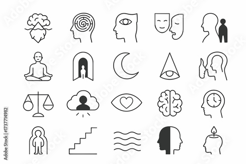 Symbols of the Subconscious – Minimalist Concept Illustration