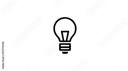 Minimalist light bulb icon representing idea, innovation, creativity, and energy. Outline symbol of thought and solution.
