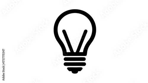 Lightbulb icon, creative idea and innovation concept. Solution, inspiration, and bright insight symbol. Black outline graphic.