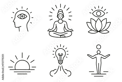 Spiritual Awakening Icons – Minimalist Concept Set