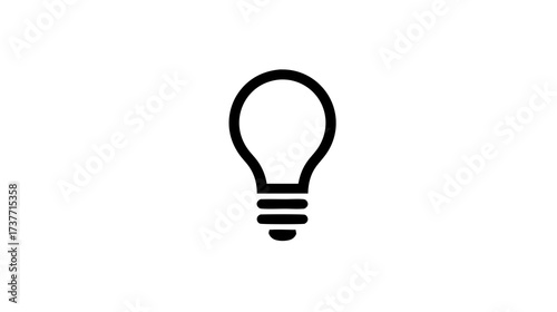 Minimalist black outline light bulb icon on white background symbolizing creative ideas, innovation, solution, and inspiration.