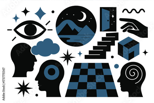 Surreal Mindset and Perception Concept Illustration