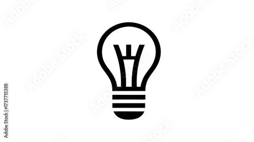 Minimalist light bulb icon symbolizing creative idea, innovation, inspiration, and solution. Simple vector graphic.