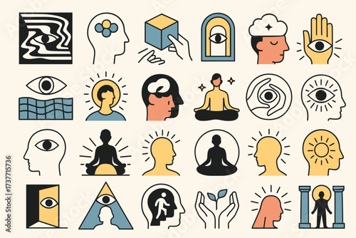 Consciousness and Mindfulness Icon Set