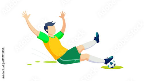 Soccer player kicking ball illustration design for sports and recreation activities vector