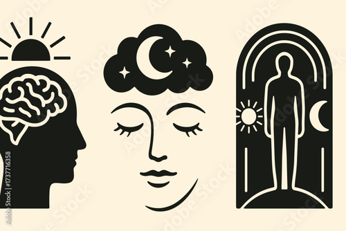 Human Mind and Consciousness Icon Set