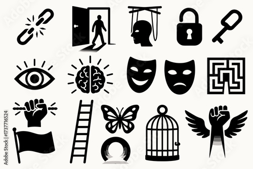 Symbols of Freedom – Minimalist Concept Illustration