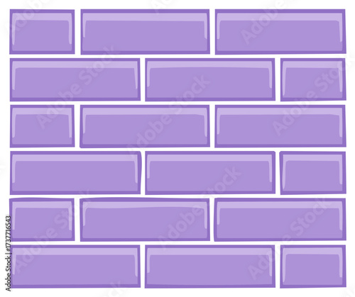 Purple brick wall pattern in modern style, glossy texture background.