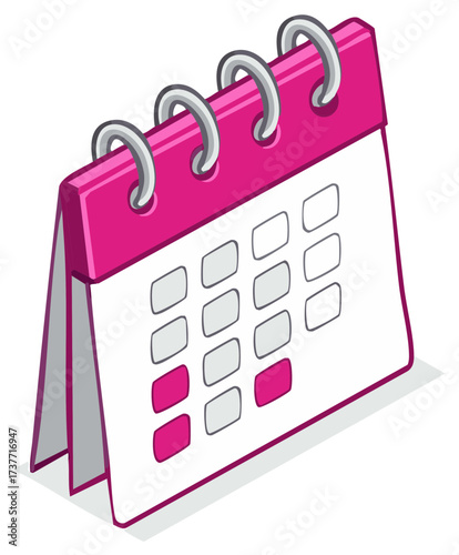 Pink Table Calendar with Marked Dates Schedule Planner Organizer Appointment Reminder