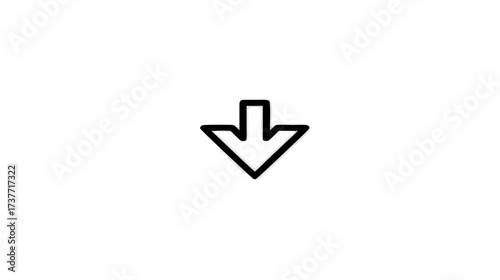 Simple down arrow icon, minimalist outline design. Essential UI element for download, scroll, or direction indication.
