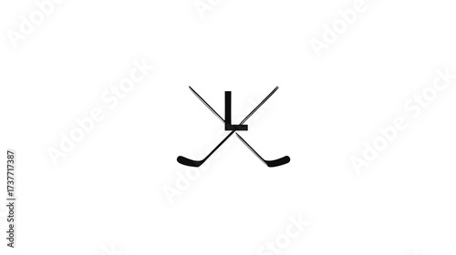 Stylized Initial Letter L with Crossed Ice Hockey Sticks Vector Illustration, Sports Logo Element, Team Graphic Design