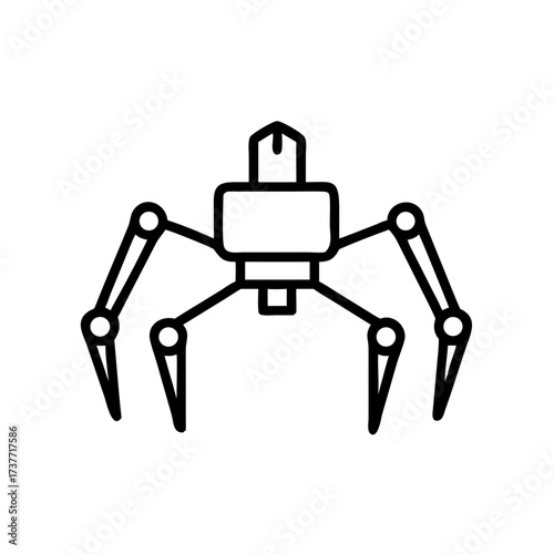 Hexapod robot illustration with robotic arms and mechanical design  
