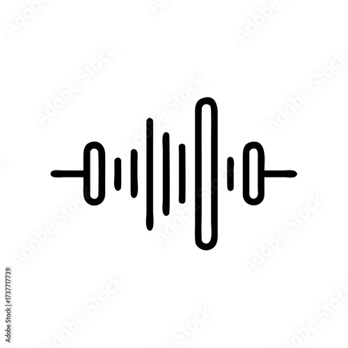 Sound wave graphic illustration in minimalist black line design  