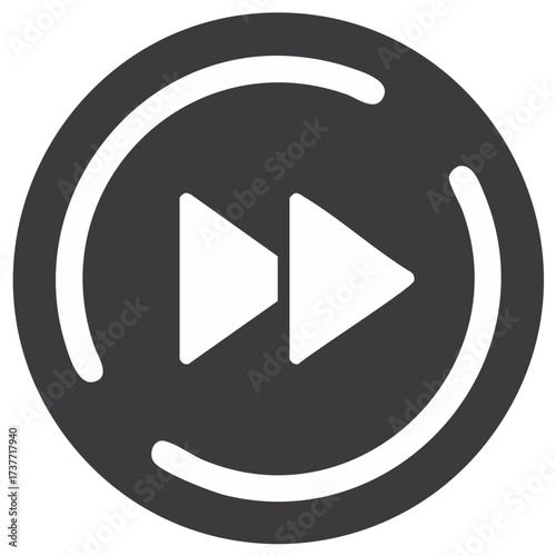 Forward Media Control Icon with Double Arrow in Circle for Interface Navigation