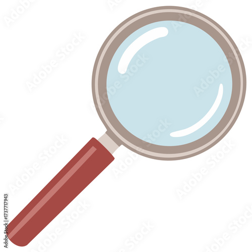 Magnifying glass, cartoon illustration, for research, investigation, and finding the solution
