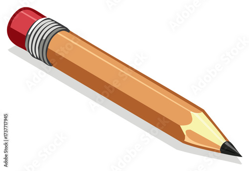 Classic Yellow Pencil with Red Eraser for Writing and Drawing Illustration