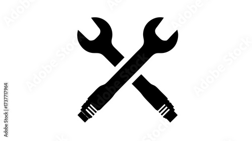 Crossed wrenches vector icon, perfect for mechanical repair service, engineering maintenance, workshop tools, and industrial settings.