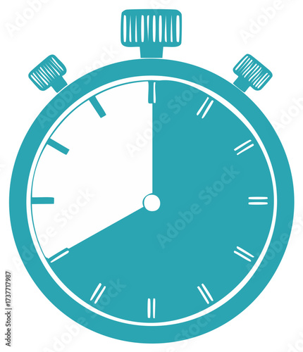 Stylized stopwatch icon showing a time interval, simple vector illustration of a chronometer