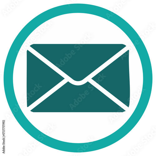 Email Symbol with Circle Teal Communication Message Correspondence Icon