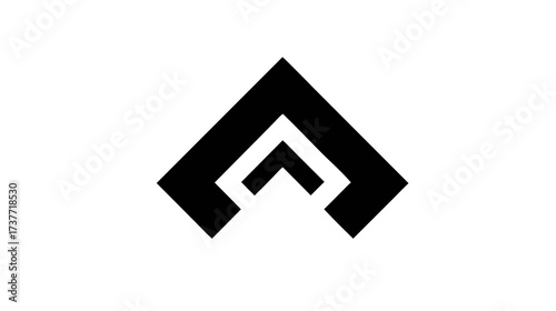 Modern abstract geometric black letter A shape logo concept with ascending lines, minimal design icon on white background, vector graphic
