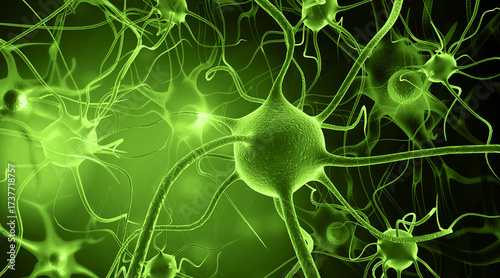 Human brain cells, neurons cells abstract background. 3d illustration