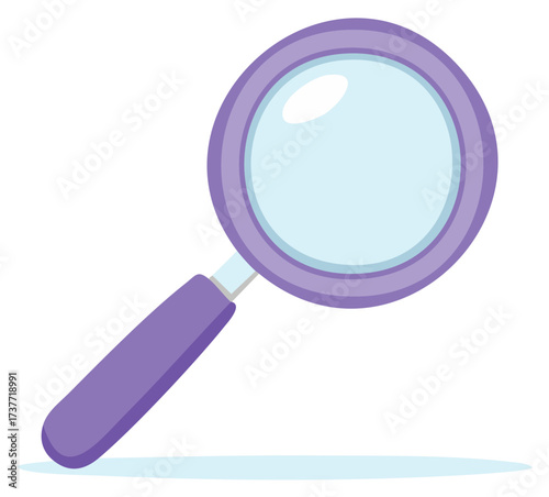 Purple magnifying glass tool icon illustration search find