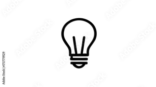 Simple line art light bulb icon. Concept of new idea, creativity, innovation, solution, inspiration, and bright thinking.