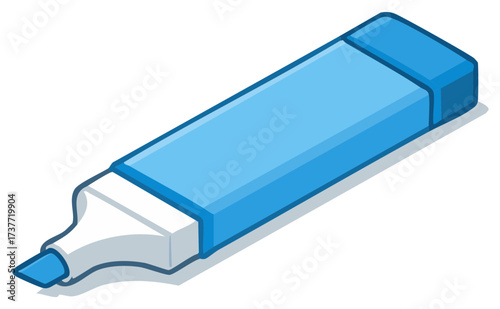 Blue Marker Cartoon Illustration Marking Highlighting Education School Supplies Art