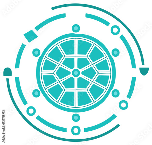 Futuristic Technology Interface Design Aqua Green Abstract Circular Element