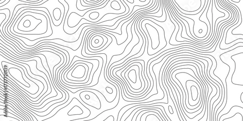 Abstract Vector Topographic Map Background with Wavy Contour Lines, Geometric Terrain Relief, and Mountain Grid Pattern for Geography, Navigation, and Travel Design Concept.