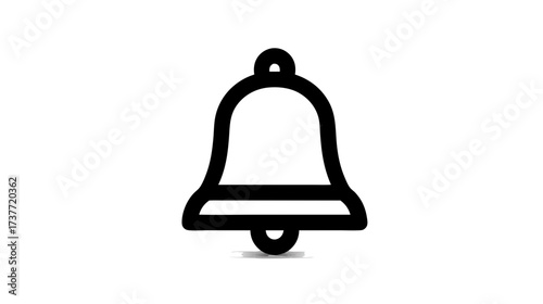 Simple black outline notification bell icon for alerts, reminders, and important messages. Digital alarm symbol for apps and websites.