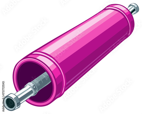 Plumbing pipe pink cylinder with metal pipe connector