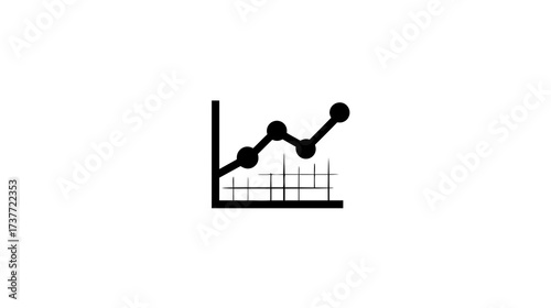 Vector line graph icon showing increasing business growth, financial statistics, data analysis, market trends, and progress visualization.