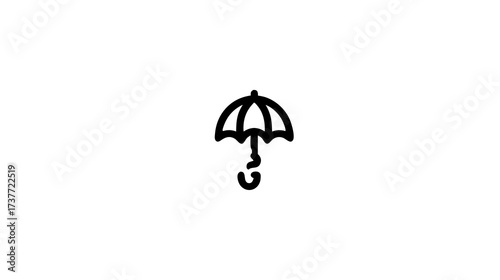 Simple black outline umbrella icon. Minimalist weather protection symbol for rain, storm, and safety. Graphic design element.