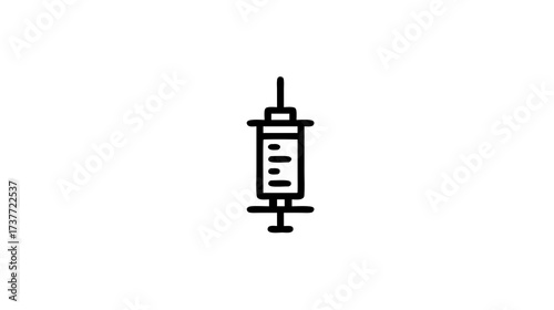 Medical Syringe Line Icon Vector. Simple Health Care, Vaccination, Injection, and Drug Administration Symbol Outline.