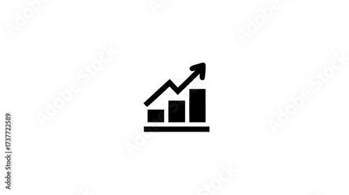 Upward trending bar chart icon illustrating business growth, financial success, market increase, and positive progress statistics.