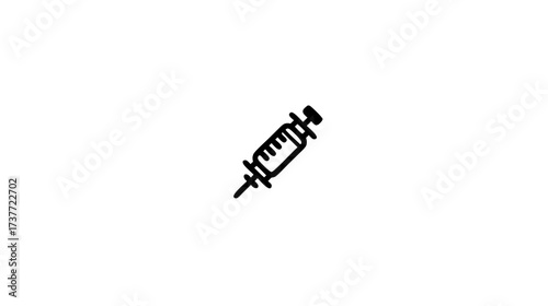 Simple black line art icon of a medical syringe for injections, vaccinations, healthcare, and treatment concepts