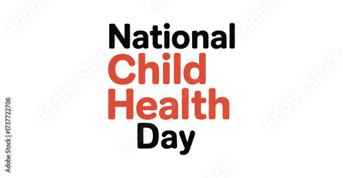 National Child Health Day vector design with bold red and black typography on white background, promoting pediatric wellness and awareness