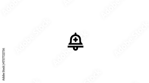 Notification bell icon with plus sign. Digital user interface graphic for app and web design, simple vector illustration.