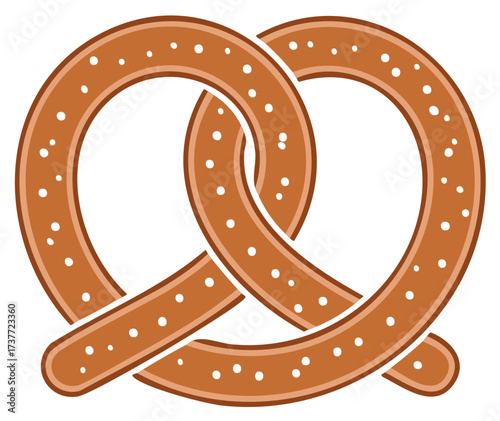 Vector illustration of a traditional twisted soft pretzel with salt