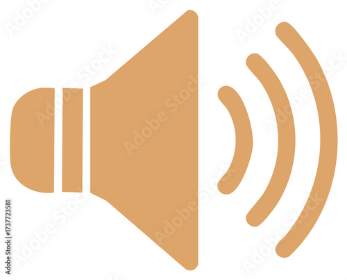 Brown Speaker Icon with Sound Waves Emanating Flat Design Minimalist Style