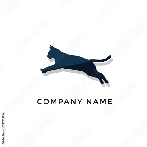Elegant Silhouette of a Leaping Cat for a Modern Company Logo Design.