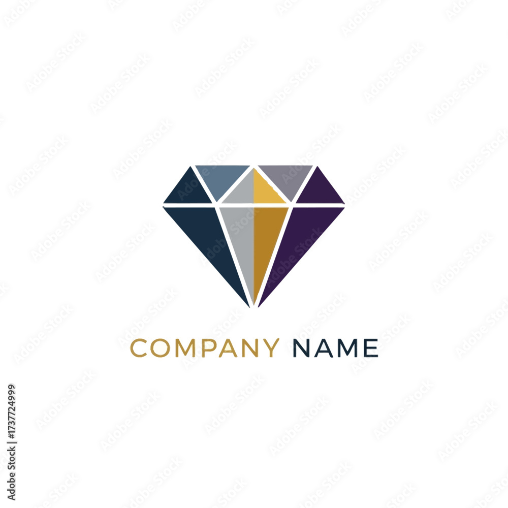 Naklejka premium Geometric Diamond Logo Design with Facets and Company Name Below.
