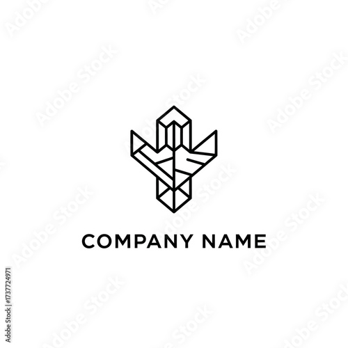 Geometric Cactus Logo Design - Modern and Minimalist Plant Symbol.