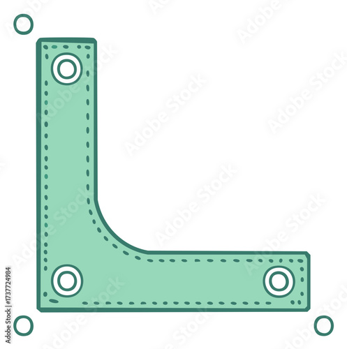 Corner bracket graphic element with grommets for fastening and rounded edges