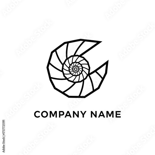 Geometric Nautilus Shell Logo Design for Company Branding and Identity.