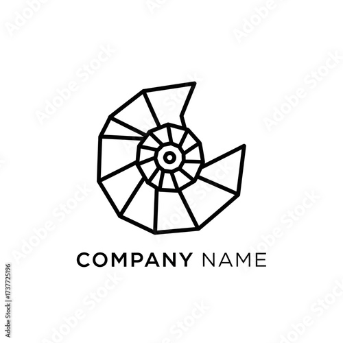 Geometric Nautilus Shell Logo Design for Modern Company Branding.